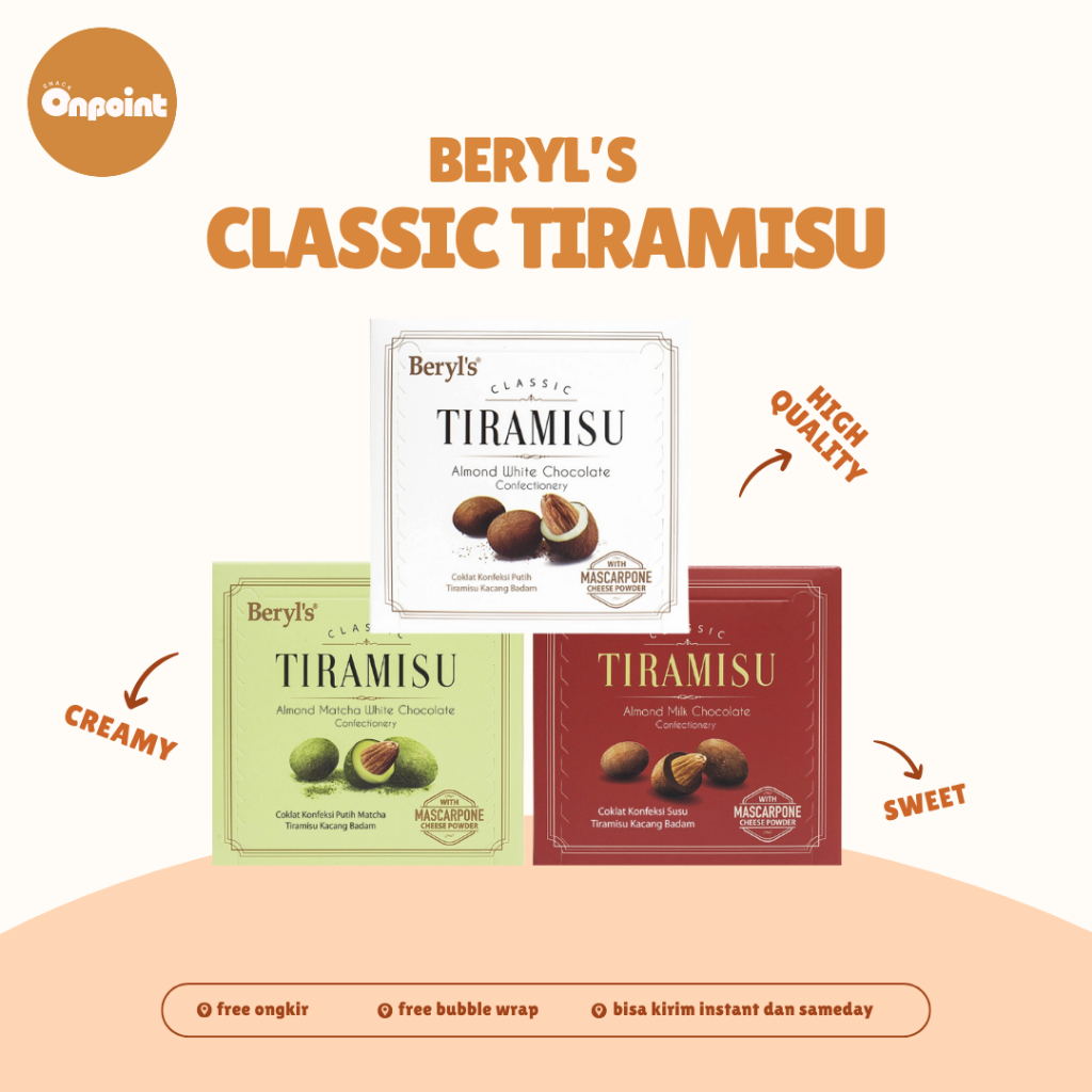 

Beryl's Classic Tiramisu Almond Chocolate | Cokelat Almond Tiramisu Kaya Rasa