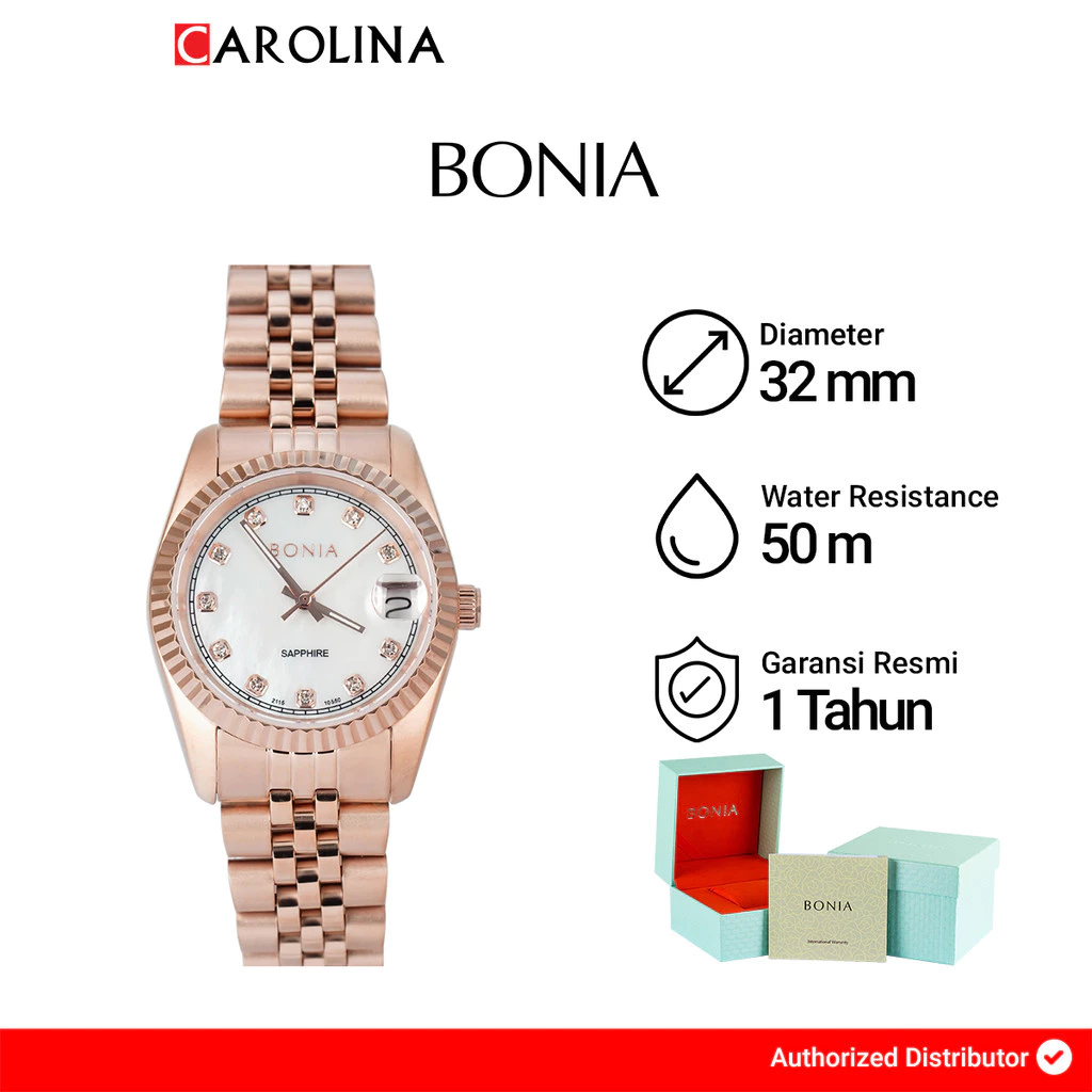 Jam Tangan Wanita BONIA B10550-3557 Rosegold Stainless Steel