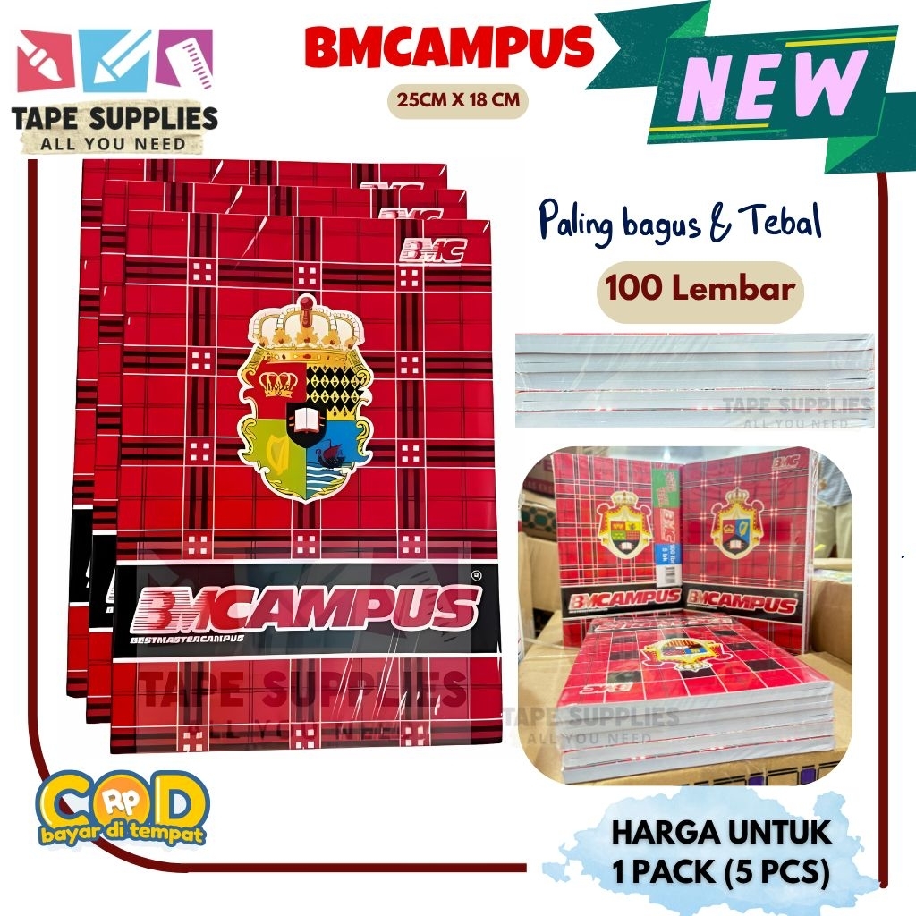 

(5 BUKU) COD!!! Buku Tulis BMCAMPUS BMC 100 Lembar / Buku Tulis Tebal - Buku Sekolah Besar