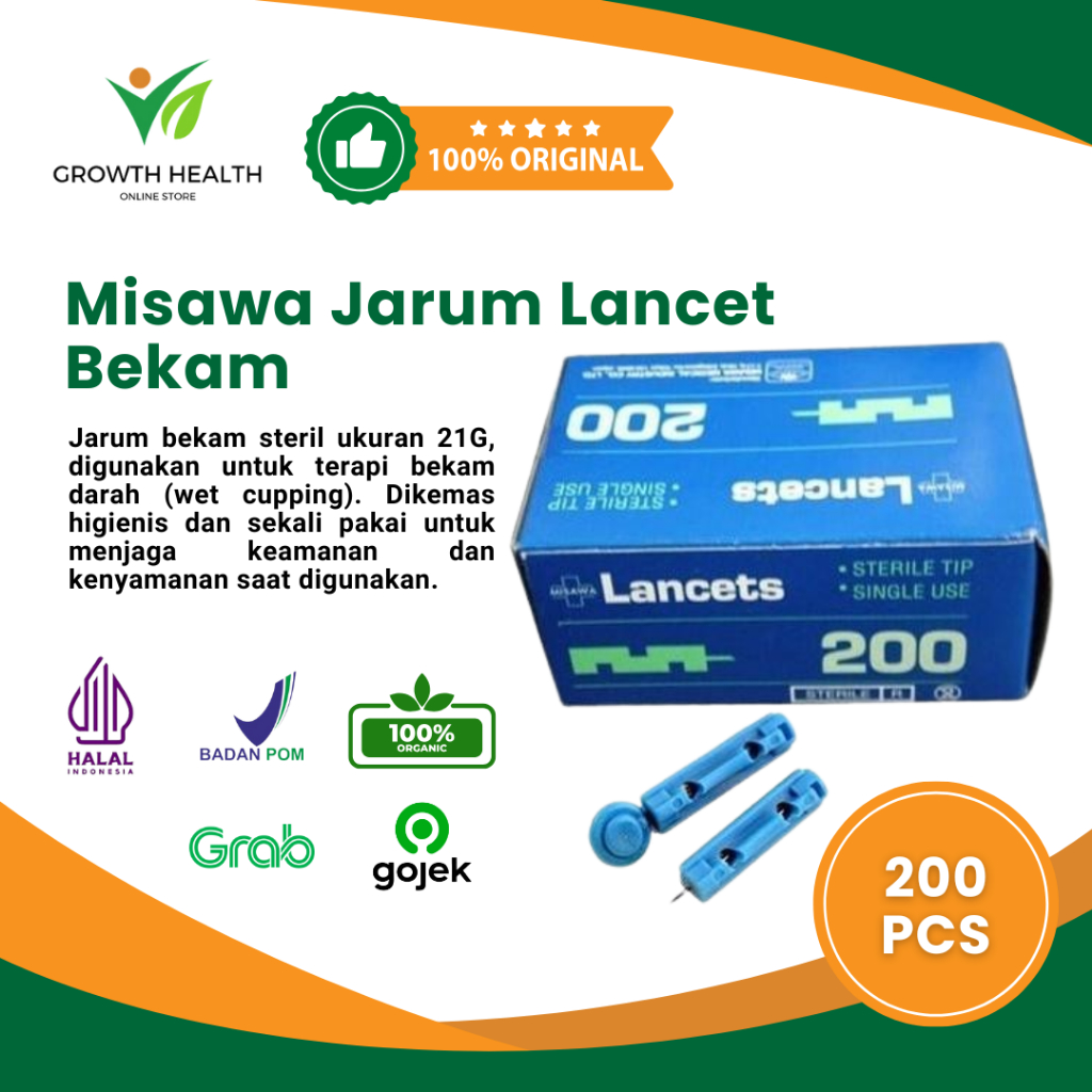Misawa Jarum Lancet Bekam Isi 200 Jarum Bekam Steril Misawa 1 Dus Ukuan Jarum 21 G