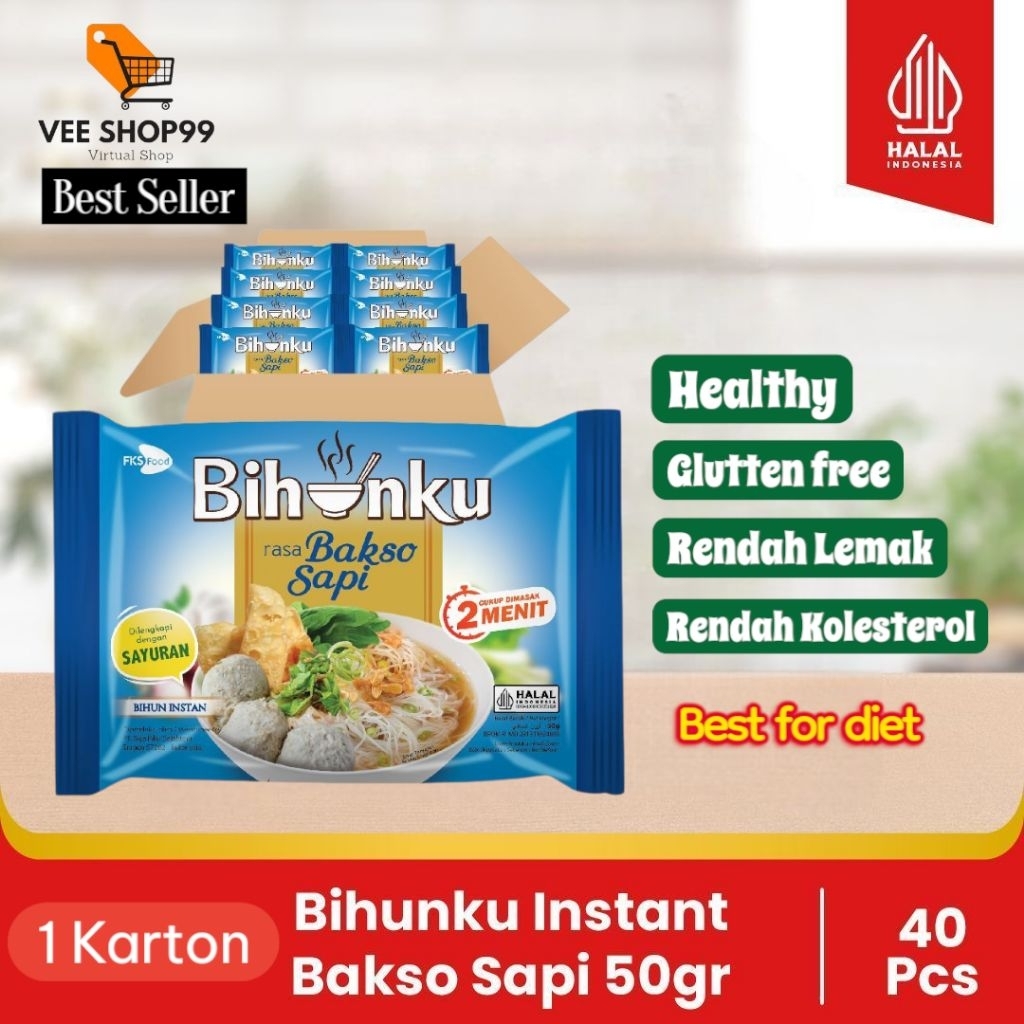 

Bihunku Instan - Bakso - 1 Karton - 40 Pcs - 50gr