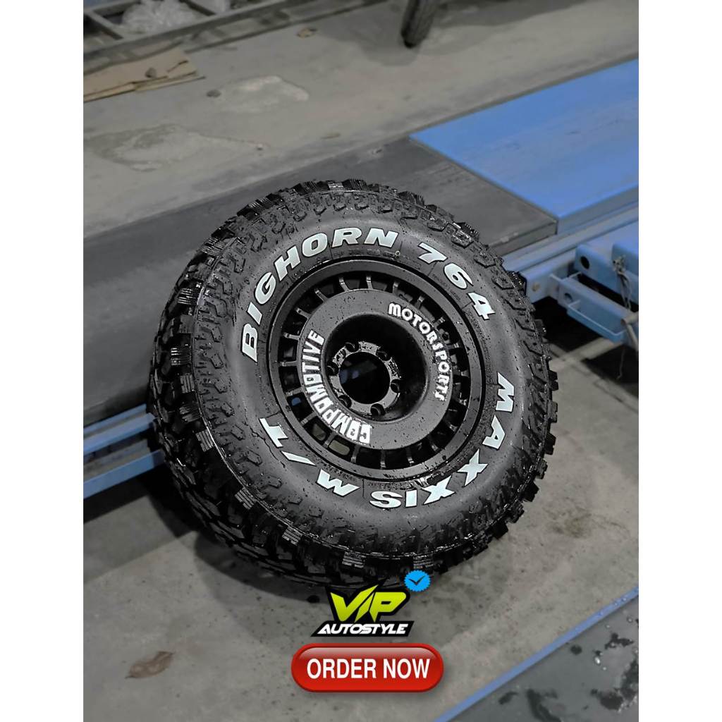 VELG COMPOMOTIVE R16 UNTUK PAJERO, FORTUNER, HILUX DOBLE CABIN RING 16 BLACK - BAN MAXXIS 265 75 R16