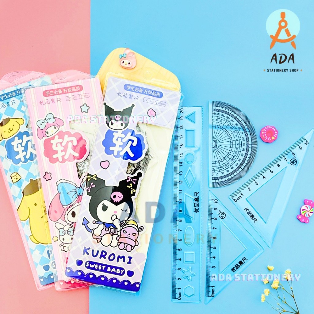 

(1 SET ISI 4 PCS) PENGGARIS LENGKAP+ POUCH ZO-3457/RULER SET/BUSUR