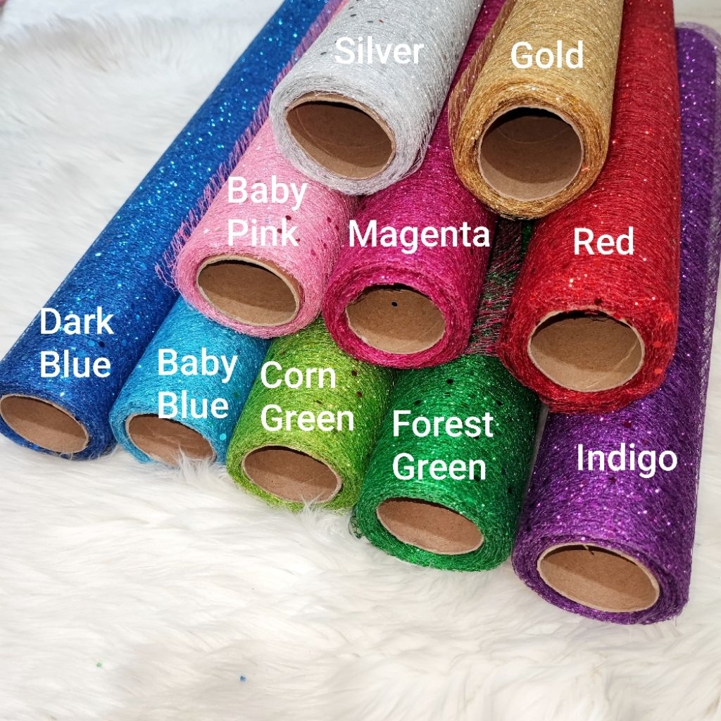 

1roll Glitter Tile Mesh Flower Wrapping Kain Tile Glitter Motif Serabut