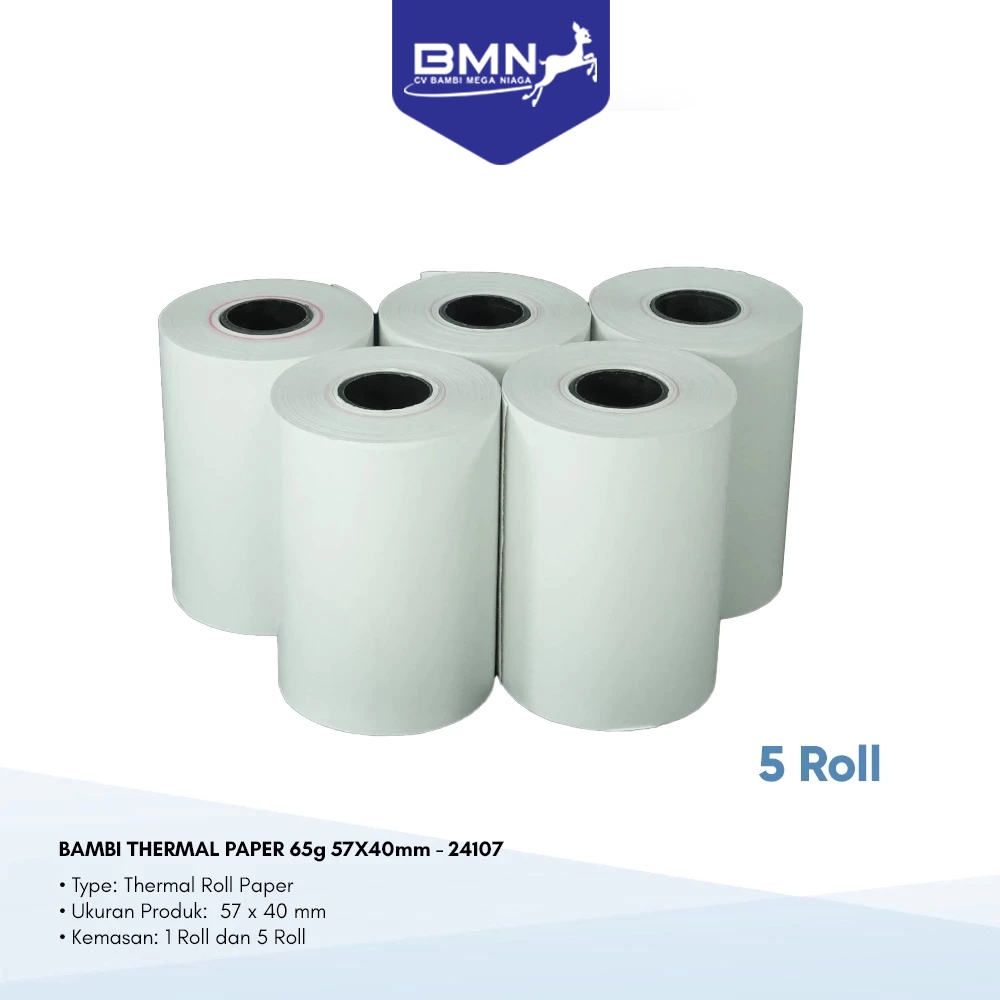

Bambi Thermal Paper 65g 57x40mm - 24107 (5 ROLL)