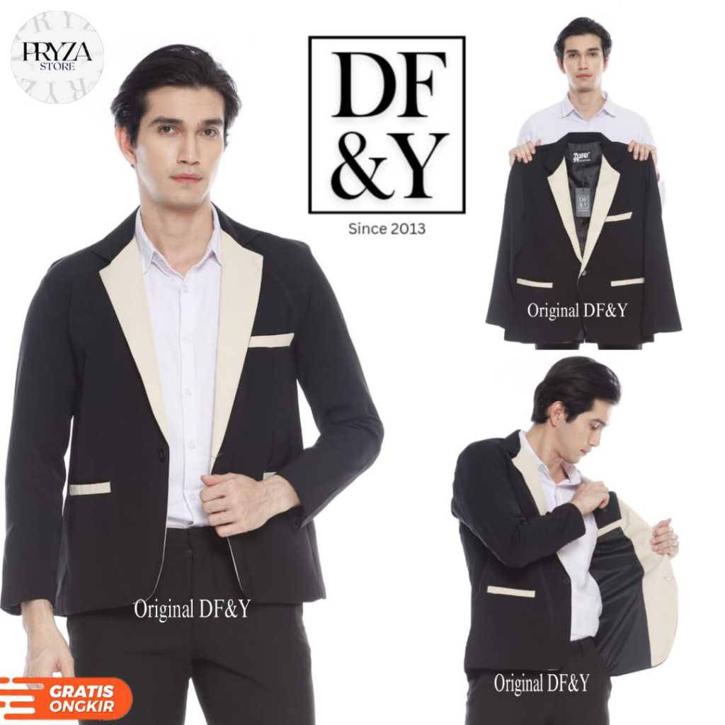 HOT SALE PRYZA JAS BLAZER PRIA CASUAL PUTIH POLOS ORIGINAL DF&Y / JAS BLAZER KERJA KANTOR FORMAL /