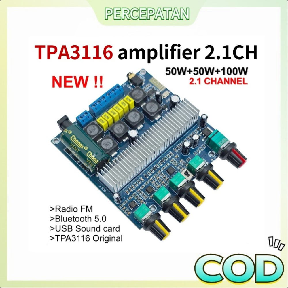 TPA3116 Bluetooth Amplifier Class D 2.1CH 2x 50W + 100W with NE5532 Tone Original Dual Chip TPA3116D