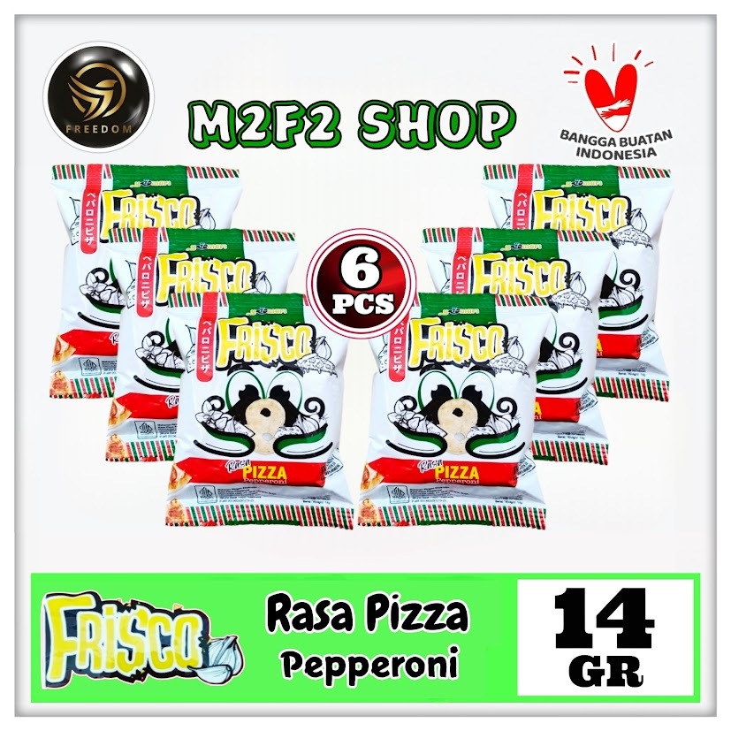 

Frisco Snack Pizza Pepperoni Flavour | Makanan Ringan Ekstrudat Sachet - 14 gr (Kemasan 6 Pcs)