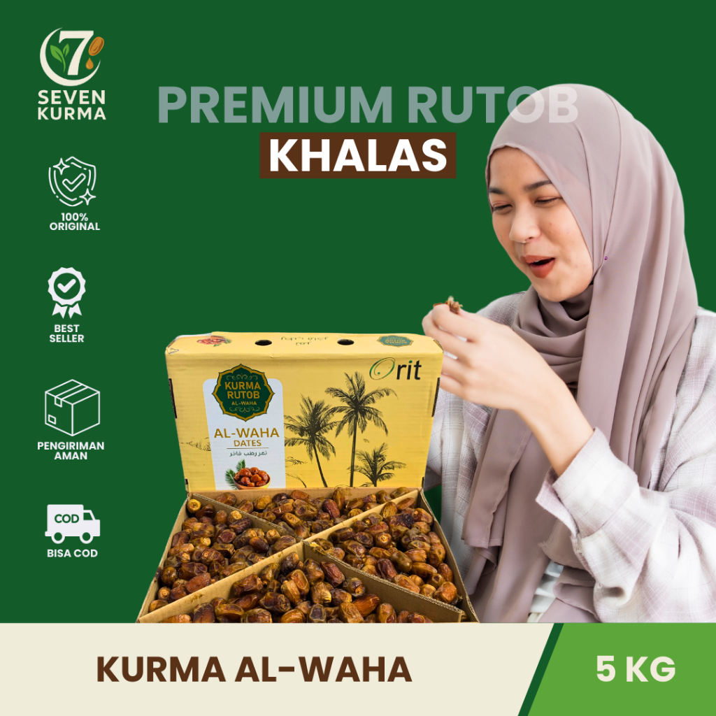 

Kurma Al-Waha Rutob Khalas Premium 5 KG Original Fresh & Disimpan Dalam Freezer