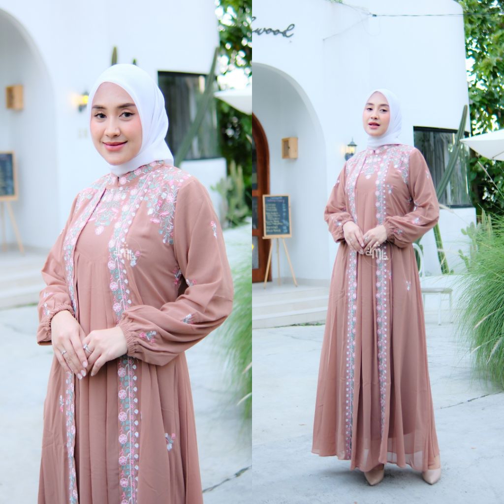(COD & DISKON) Gamis Ceruty Bordir Mewah Elegan / gamis kondangan mewah