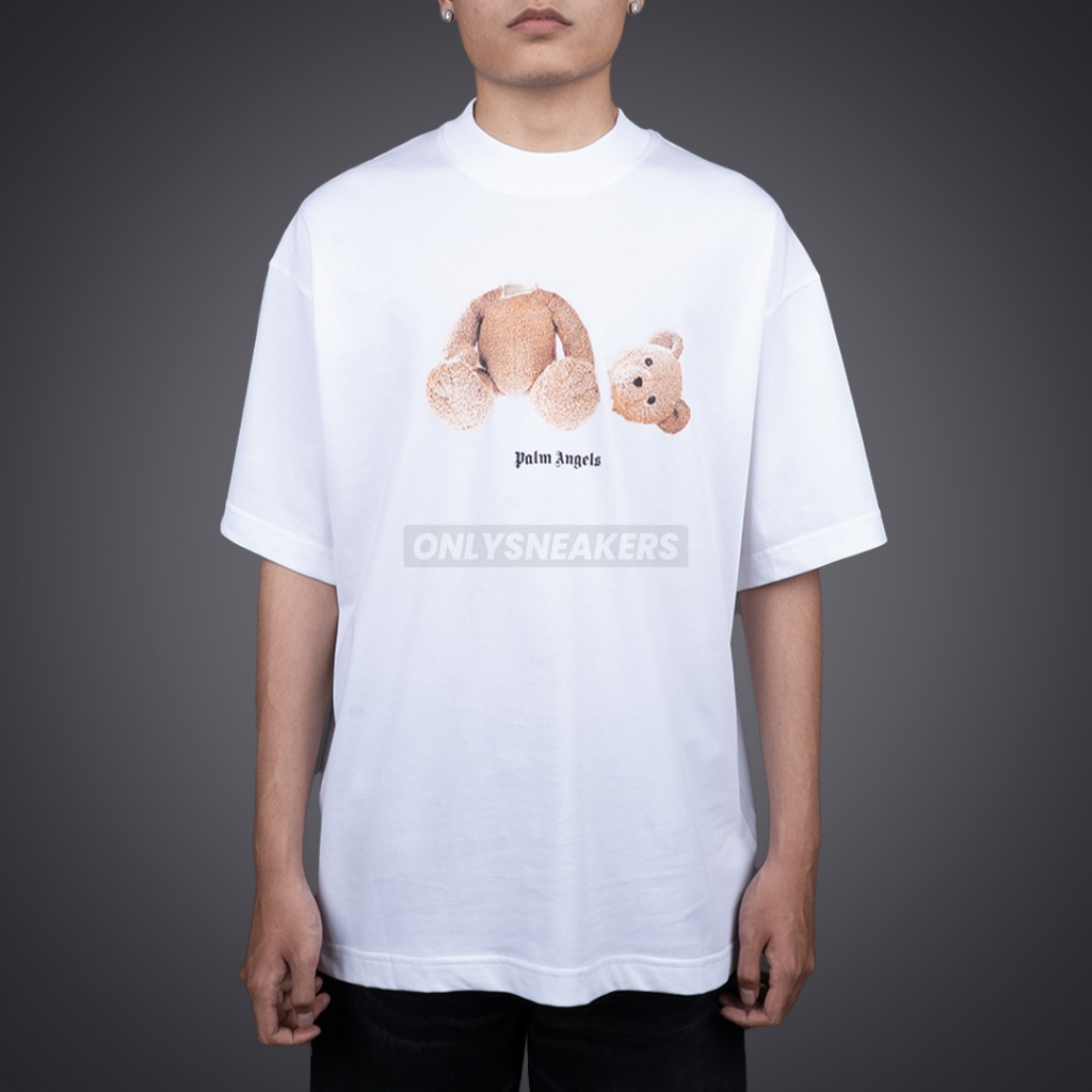 PALM ANGELS LOGO KILL THE BEAR WHITE TEE