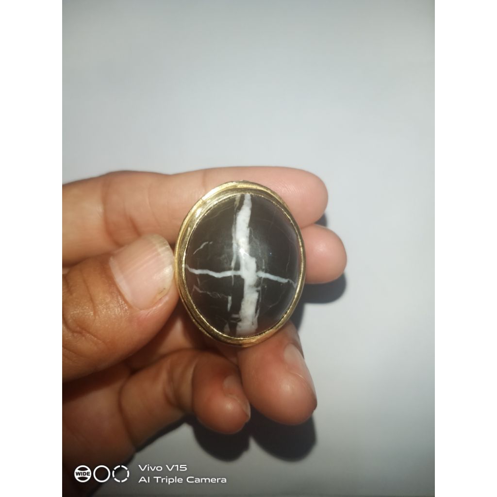 Cincin Batu Akik Tapak Jalak Tali Putih
