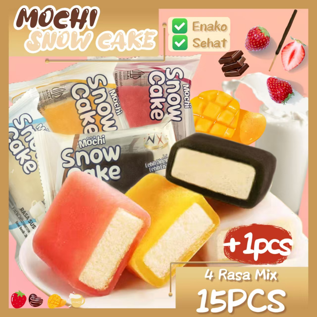 

(BISA COD) Lezat Mochi Snow Cake 4 Rasa MIX 15+1PCS / SEGAR Snow Cake /Kue Mochi Nagasaki / Mochi Cake Coklat /Mochi Cake Susu/Mochi Cake Mango/Mochi Cake Stroberi 16pcs 1 kotak Murah