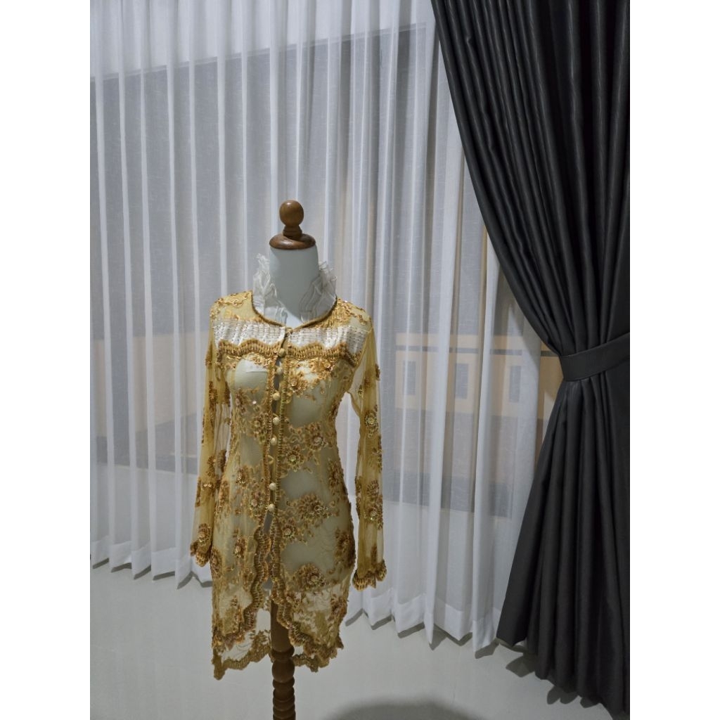 kebaya full payet kuning midi LD 80