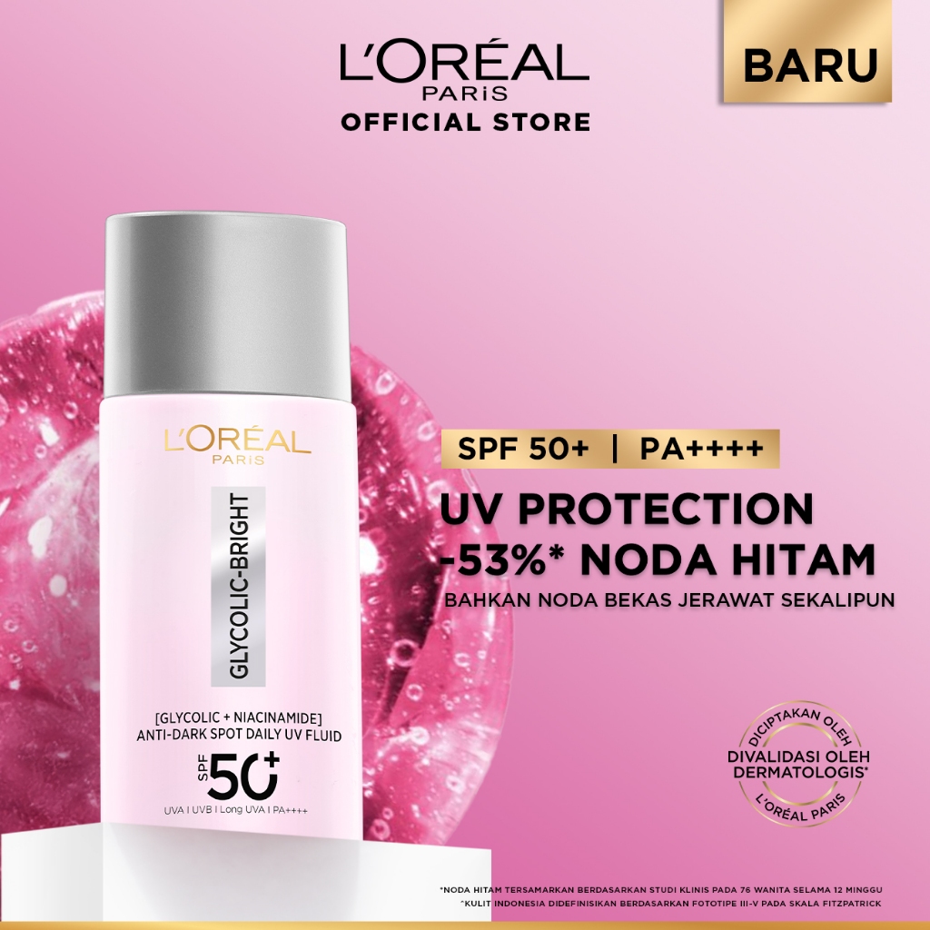 [NEW LAUNCH] GLYCOLIC - BRIGHT ANTI DARK-SPOT DAILY UV FLUID SPF 50+ l 50ml l SUNSCREEN PERTAMA UNTU
