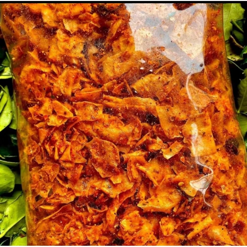 

KERIPIK SINGKONG KRIWIL RENYAH EXTRA PEDAS DAUN JERUK ISI 500GRAM