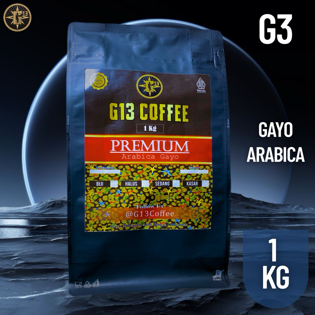 

KOPI BUBUK PREMIUM G3 GAYO ARABICA COFFEE ARABIKA ACEH ROASTED BEAN BUBUK / BIJI 1 Kg
