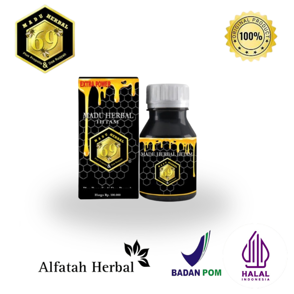 Madu Herbal 69 Hitam Pahit untuk Kesehatan Lambung | Propolis, Kualitas Asli untuk Kesehatan