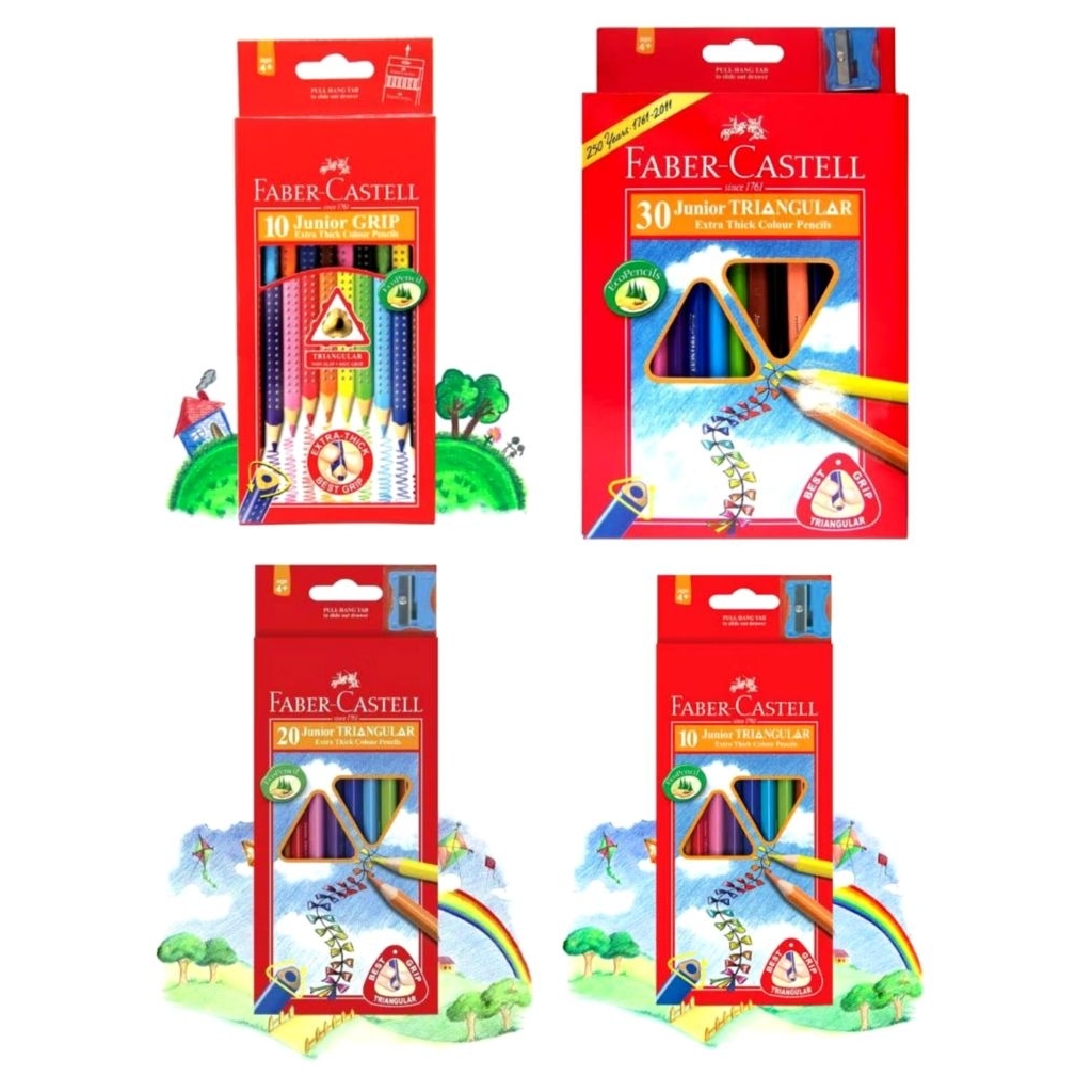 

FABER CASTELL JUNIOR TRIANGULAR GRIP COLOR PENCIL SET 10 20 30 PENSIL WARNA SEGITIGA UNTUK ANAK PRASEKOLAH TK