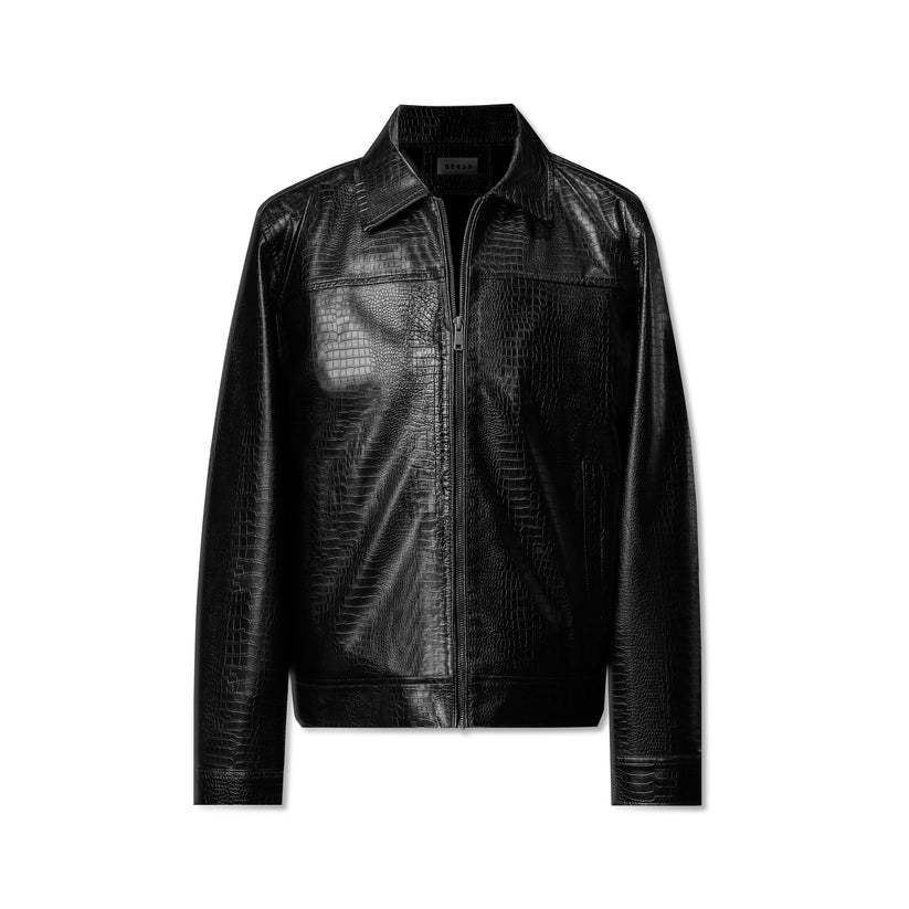 Rucas Leather Python Jacket - Black - Jaket Rucas