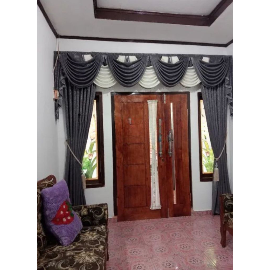 Gorden pintu dan jendela 1 set poni Spanyol mewah