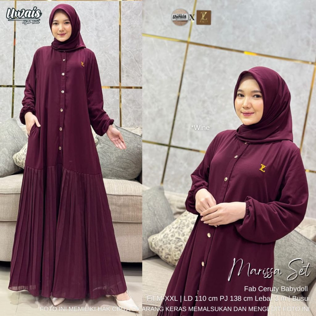 Midi Dress Gamis Lebaran Wanita/Cardi Set Rok/gamis ceruty Dress Terbaru Gamis Kondangan Muslimah