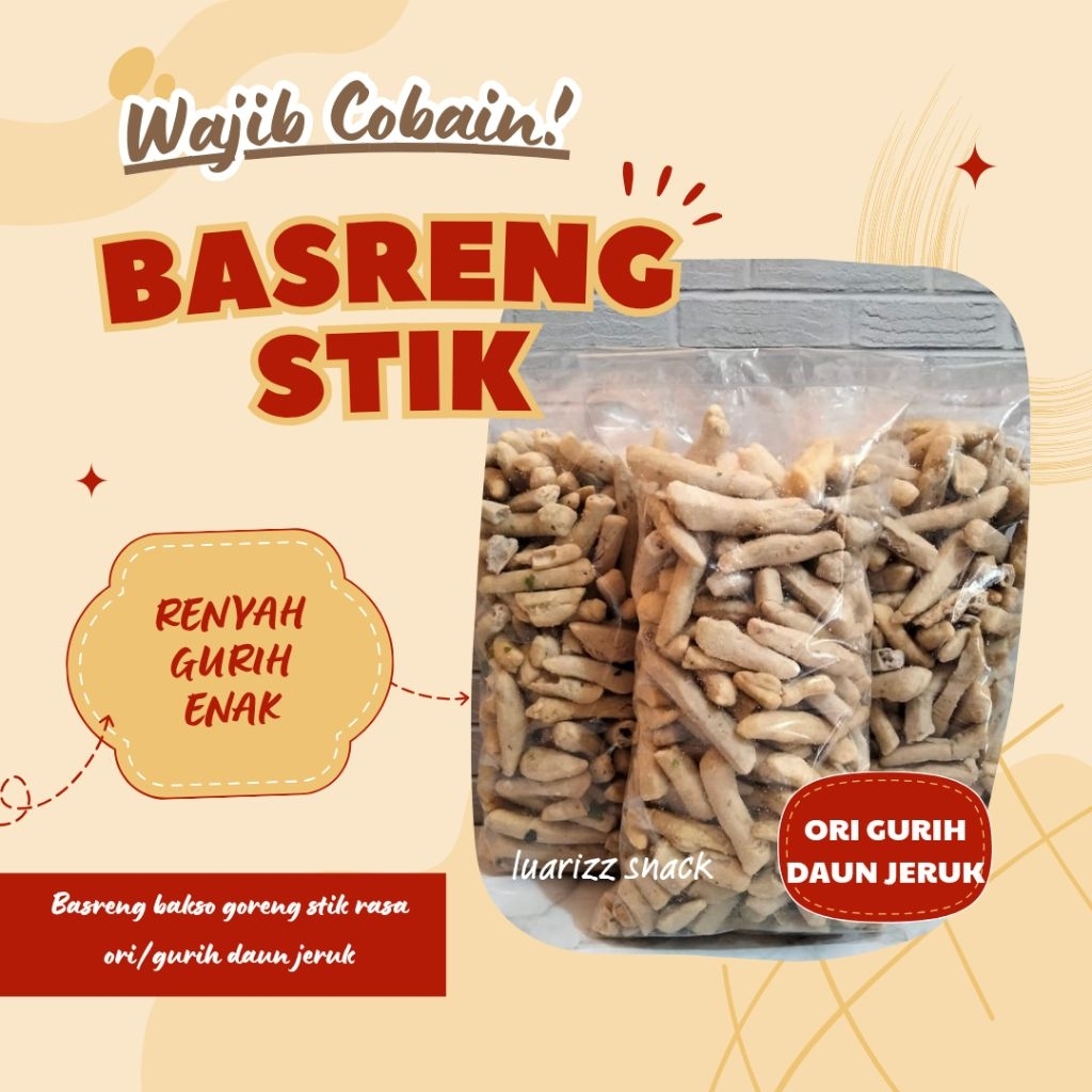 

250 gr Basreng Stik Daun Jeruk Ori Tidak Pedas / Gurih Kiloan
