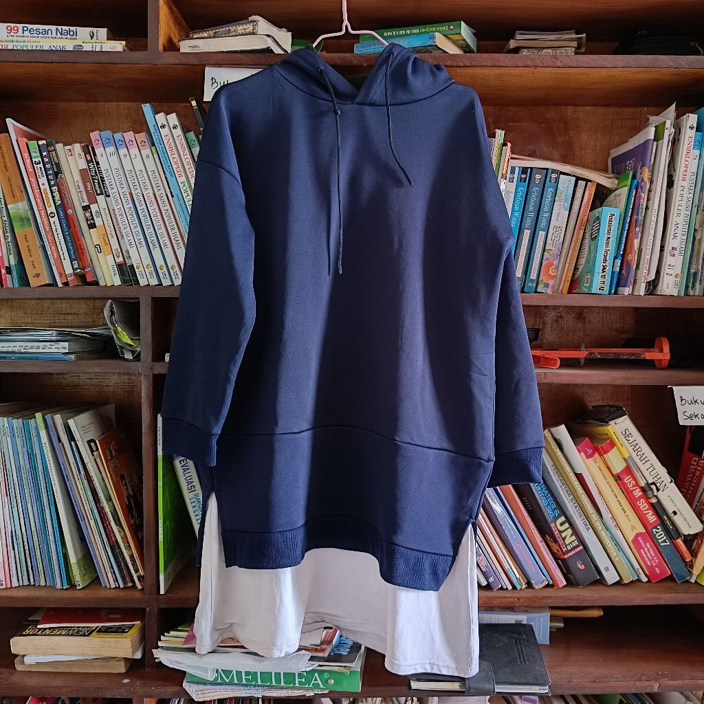 Size XL Unisex | Cao House Navy Putih Hoodie Second Original