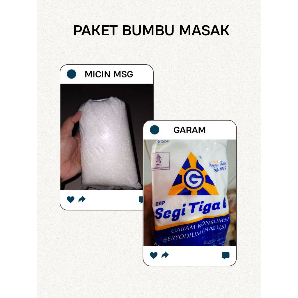 

Paket Masak Hemat ,Paket bumbu masak Mecin 1kg dan garam 500gram