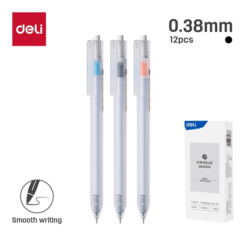 

Deli Pulpen Gel / Gel Pen Needle tip: 0.38 tinta warna hitam kualitas bagus EG115