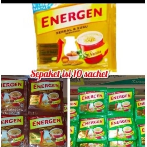 

Energen Sereal & Susu Rasa Vanilla, Coklat, Kacang Hijau(1 Renteng isi 10 Sachet)