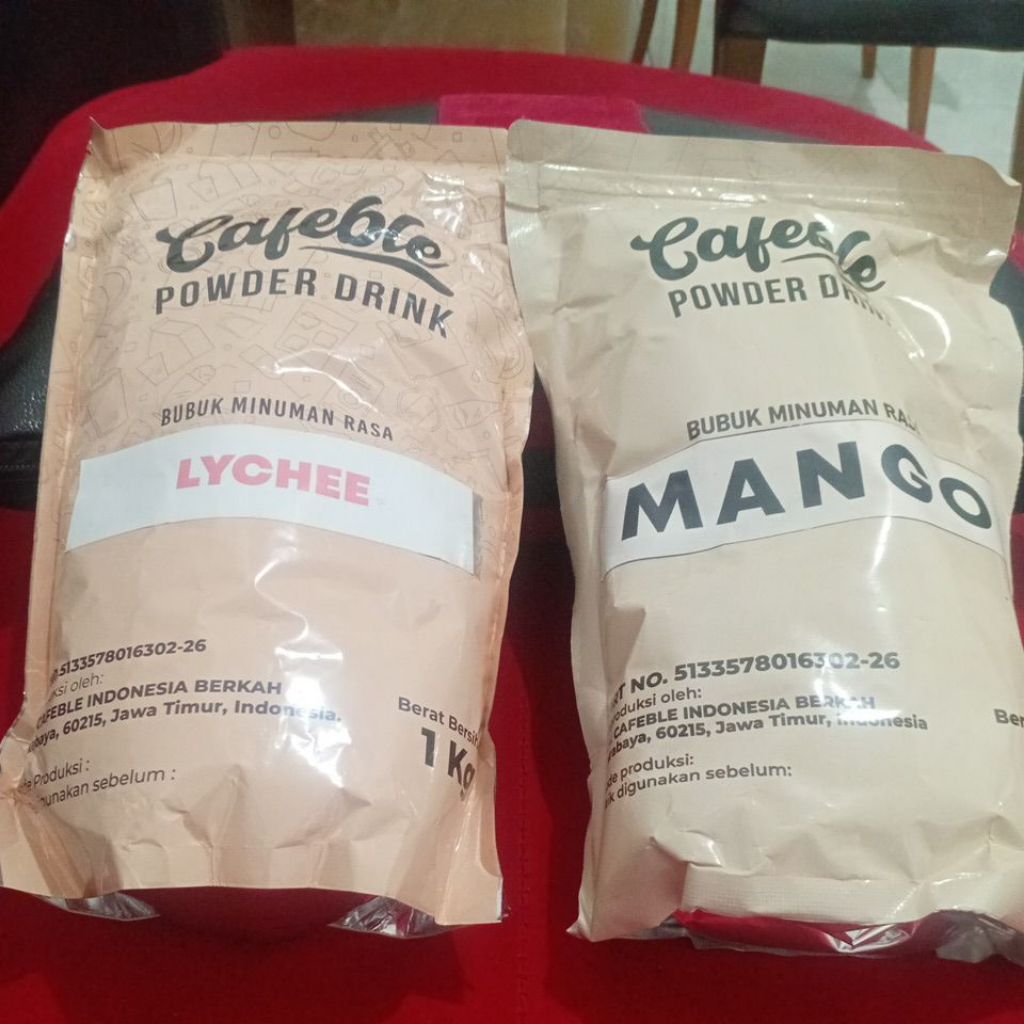 

Cafeble bubuk minuman rasa lychee 1 kg