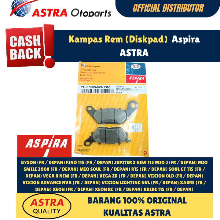 Kampas Rem Aspira VIXION(FR), VIXION NEW, VIXION ADVANCE DISKPAD YH-F5805-VIX-1300 ORIGINAL MURAH