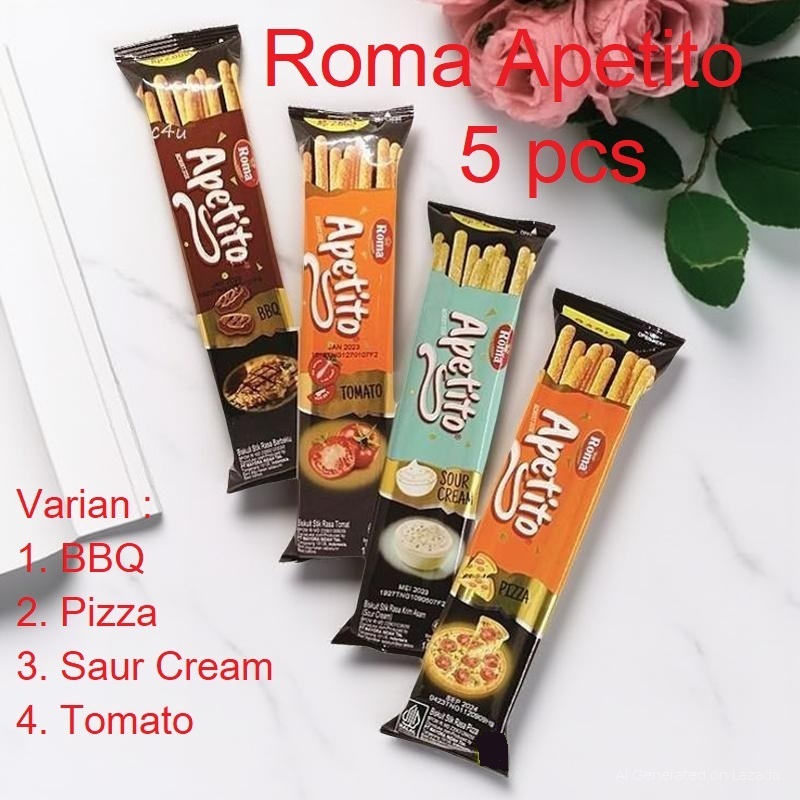 

Roma Apetito all varian 5 PCS Biskuit stik Pizza Apetito BBQ apetito Saur Cream Tomato