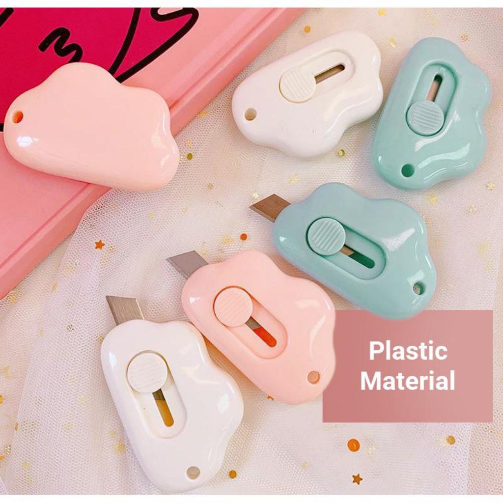 

MAWARNI Cutter Mini Portable Bentuk Awan Mini Cutter Polos Travel Kit Pemotong Kertas Paper Cutter Lucu