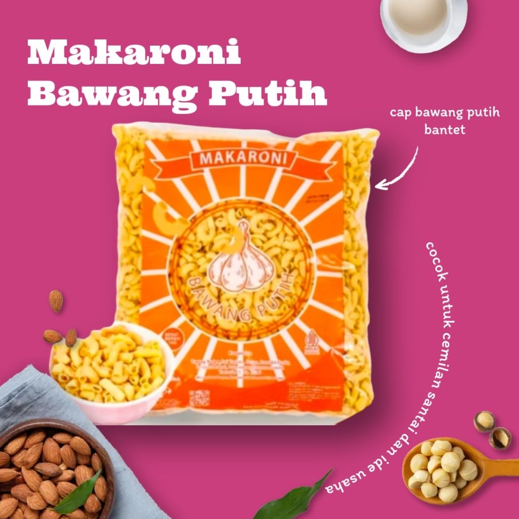 

Makaroni BANTET Renyah Kualitas Super Cap Bawang Putih 1kg
