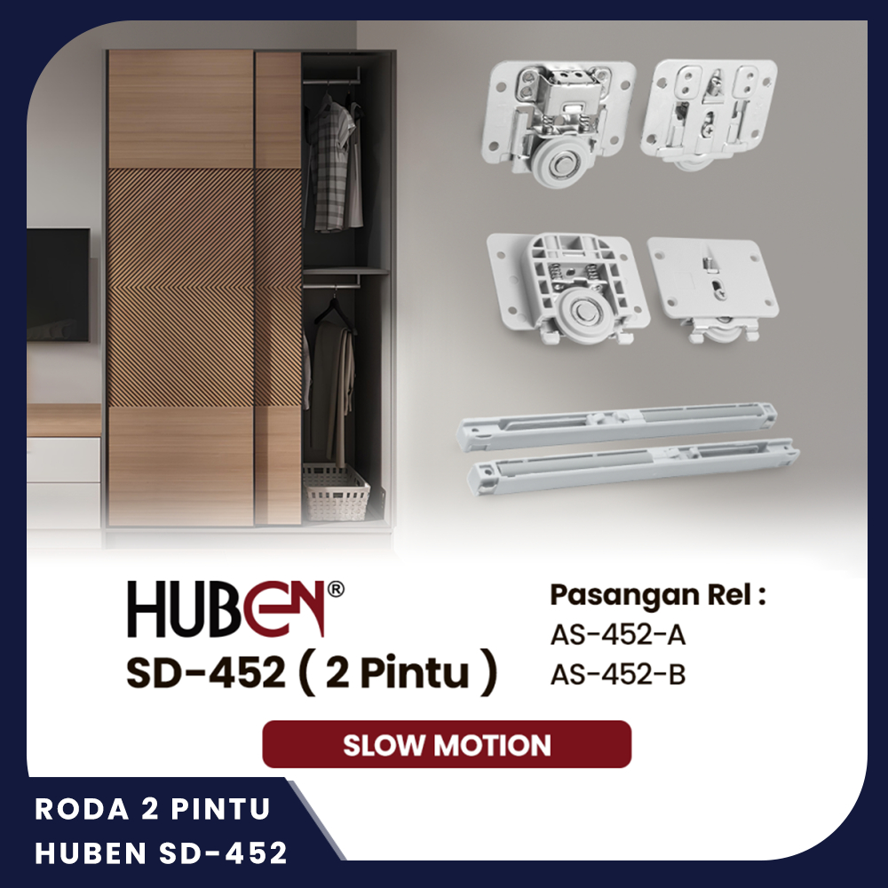 RODA PINTU LEMARI SLIDING SLOW MOTION HUBEN SD-452