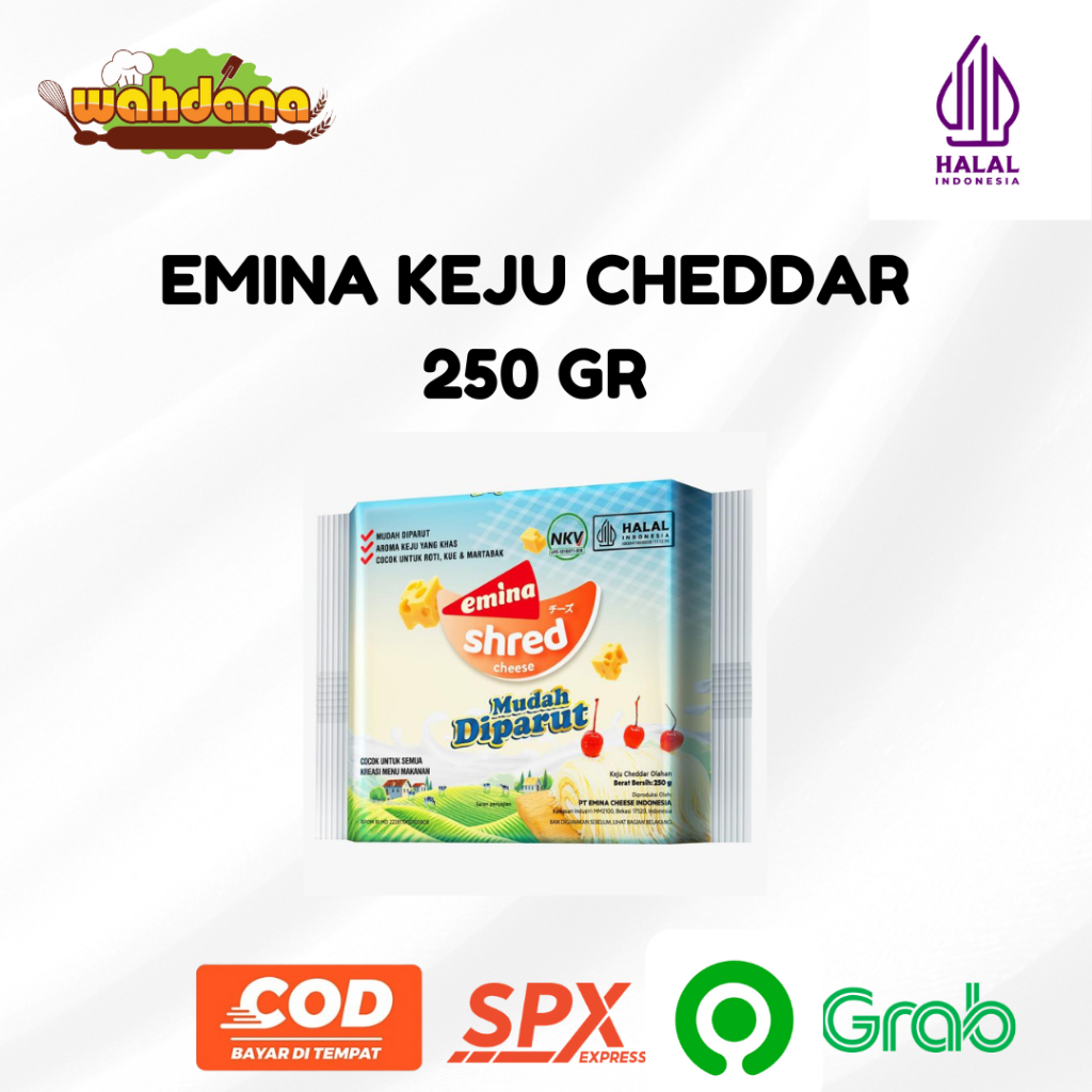 

Emina Shred 250gr Cheddar Cheese | Affordable Keju Emina Shred 250gr
