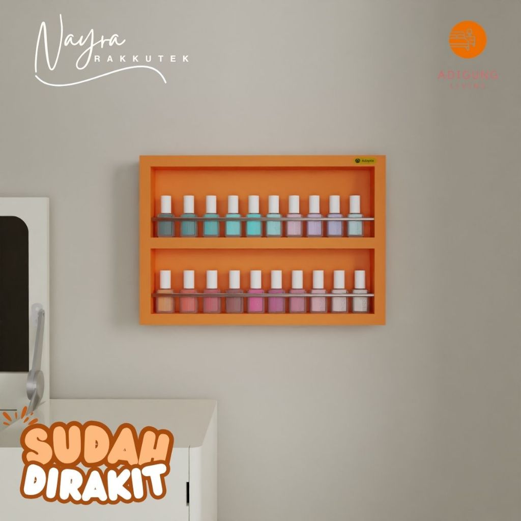Rak Pajangan 2 susun -  Rak Susun Kutek Tempel Dinding -  Rak Nail Art-Nayra-C67