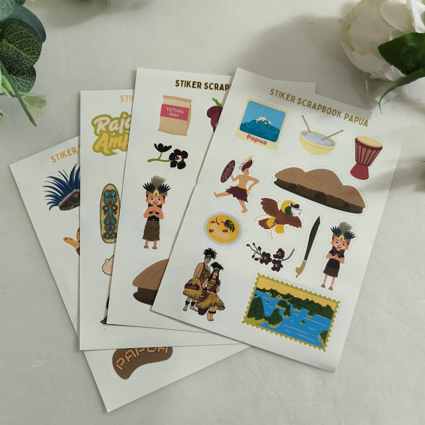 

Stiker Papua Raja Ampat Sticker Scrabook Budaya Indonesia