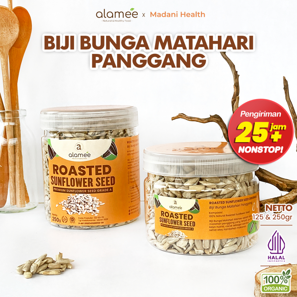 

ALAMEE Roasted Sunflower Seed Biji Bunga Matahari Kupas Oven Biji Kuaci Panggang PREMIUM 250gr 125gr