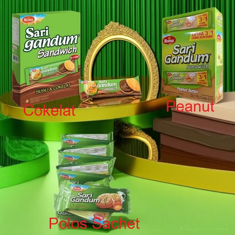 

Roma Sari Gandum All Varian Sari Gandum Coklat susu Sari Gandum Peanut Butter Sari Gandum Sachet