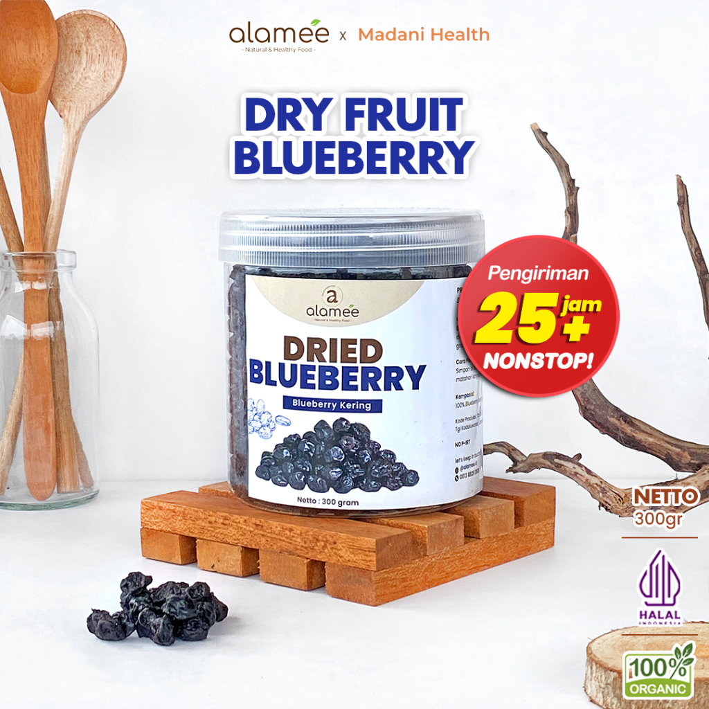 

ALAMEE Blueberry Kering Cemilan Buah Sehat Dried Fruit Blueberry Cemilan Rendah Kalori 300gr