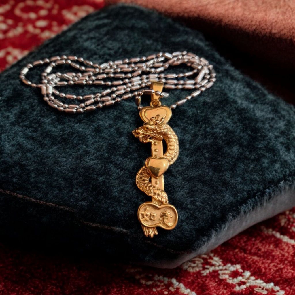 kalung liontin ular naga emas ruyi crom 24 karat
