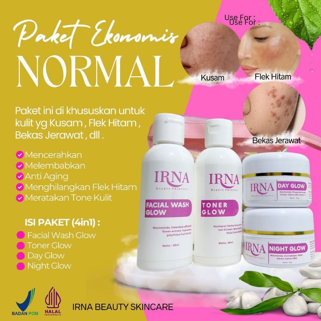 IRNA BEAUTY SKINCARE glow paket ekonomis normal