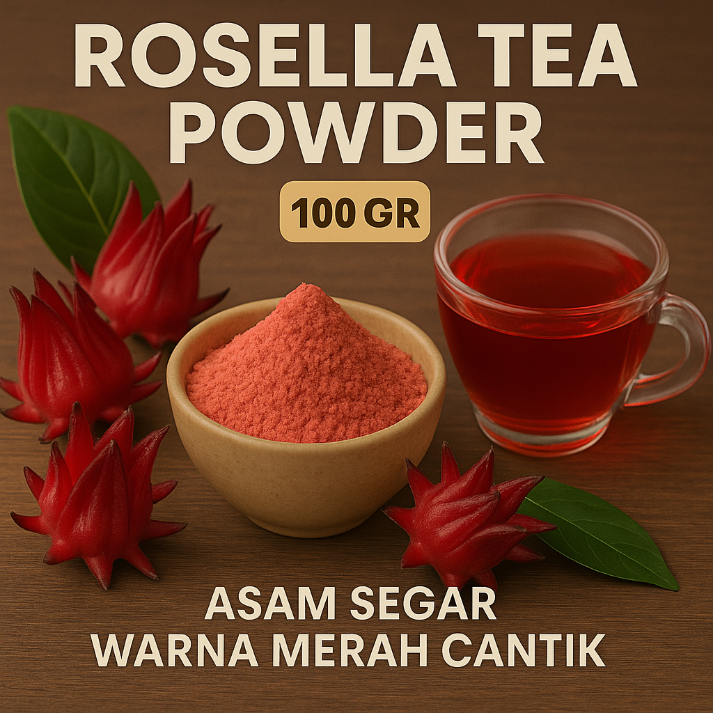 

Rosella Tea Powder 100gram Bubuk Teh Rosela Asam Segar Warna Merah Cantik