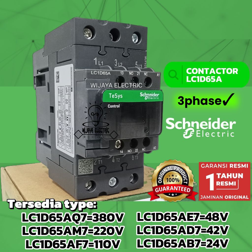 Kontaktor Contactor LC1D65B7 LC1D65AB7 LC1D65 24VAC 3PHASE SCHNEIDER original
