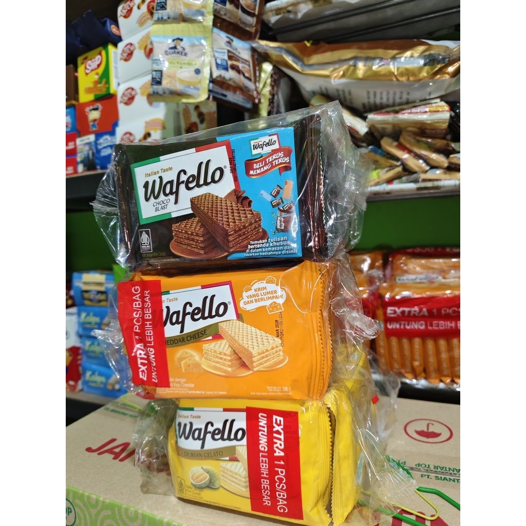 

wafelo rasa chedar dan durian 38 gram. perpack isi 10 pcs