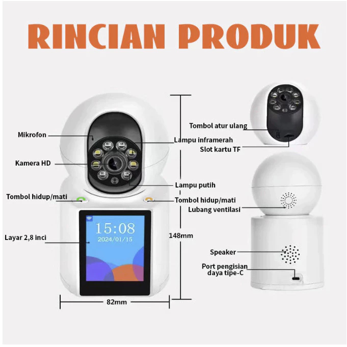 SMARTCOM - WIFI SMART Camera CCTV IP Camera ICSEE WIFI PTZ, Baby Monitor, Two way Video Call