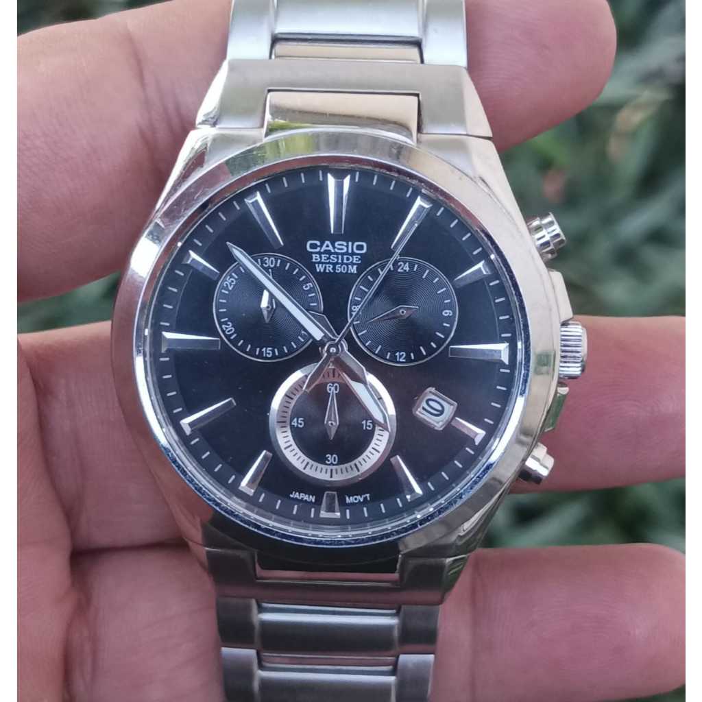 Jam Tangan CASIO Beside Chronograph Original Rantai Panjang